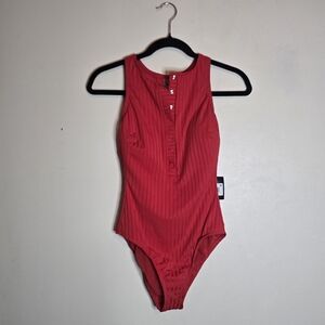 New S3 Swim Ribbed Red One-Piece Size Small